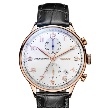 мужские кварцевые наручные часы,мужские спортивные часы с хронографом Rocos man luxury waterproof dress наручные часы business relogio кожаный ремешок