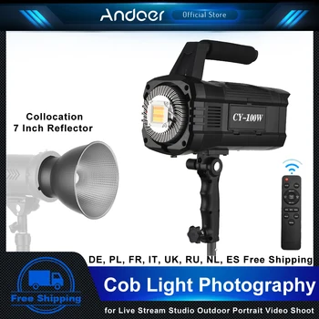 Anoder COB Studio LED Video Light 100 Вт 3000-6000 К Двухцветный Фотосъемочный Светильник для Прямой Трансляции Студийной Портретной Видеосъемки на открытом воздухе