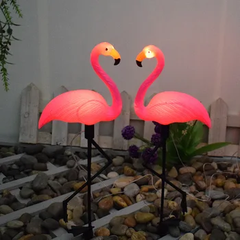 2ШТ Солнечных светодиодных фонарей Garden Flamingo Для наружного украшения газона во дворе Украшения IP55 Газонные лампы Бар Декор Колья Садовые колья