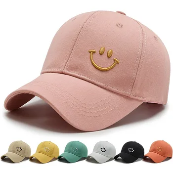 Однотонная кепка Женская летняя Солнцезащитная улыбка с вышивкой персонажа Повседневная Регулируемая мужская бейсболка для гольфа Snapback