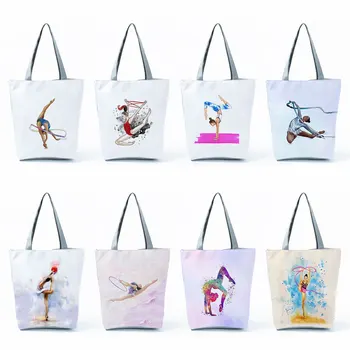 Многоразовый рюкзак для девочек, гимнастические женские сумки через плечо с акварельным художественным принтом, сумка-тоут для путешествий, сумка для покупок, переносная