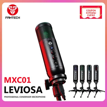 Профессиональный конденсаторный микрофон FANTECH MXC01 с RGB-подсветкой для портативных ПК, пения, игр, потокового вещания, студии звукозаписи в прямом эфире.