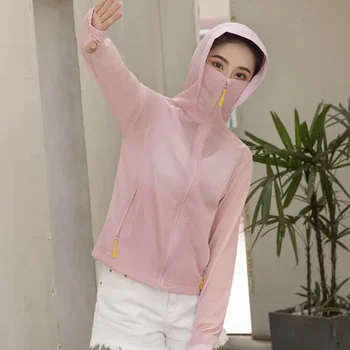 Солнцезащитная одежда, Женская короткая куртка 2023, Корейская свободная солнцезащитная рубашка, Летнее Женское уличное ультратонкое пальто, куртка с капюшоном