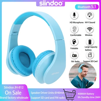 Siindoo JH-812 Blue Bluetooth Наушники Складные Стереомузыкальные Наушники FM и Поддержка SD-карты с микрофоном для Мобильных Samsung PC