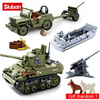 Sluban Немецкая военная танковая машина, военный корабль, оружие, строительные блоки, военные кирпичи армии высадки в Нормандии, классические модели игрушек