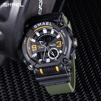 SMAEL Fashion Sports LED Digtal Военные водонепроницаемые мужские часы Shock Army Watch Мужские Роскошные мужские наручные часы с двойным дисплеем Мужские часы