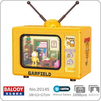 Balody 20145 Ретро-телевизор, Кошка, Антенна для гостиной, телевизор со светодиодной подсветкой, мини-блоки, кирпичи, Строительная игрушка для детей, подарок без коробки