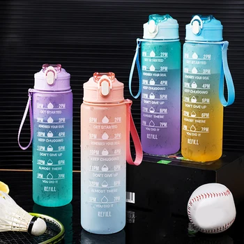 портативная спортивная бутылка для воды объемом 900 мл с соломинкой, Пластиковая герметичная чашка для воды, Походный велосипед для занятий спортом на открытом воздухе, фитнес-путешествия