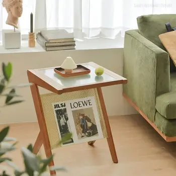 Стол из массива дерева в скандинавском стиле, современная минималистичная небольшая квартира, полупрозрачный стеклянный светильник, Роскошная гостиная, маленький журнальный столик