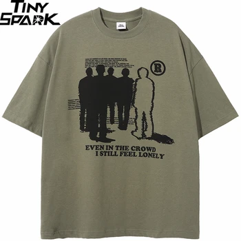 Мужская Хип-Хоп Уличная Одежда Lonely Shadow Graphic T-Shirt 2023 Harajuku Футболка Летняя Хлопчатобумажная Футболка С Коротким Рукавом Черный Белый Зеленый