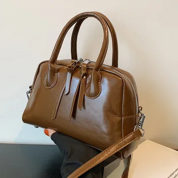 Роскошная дизайнерская женская сумка из искусственной кожи с маслом, простая винтажная сумка через плечо, подушка, Бостонский тотализатор, новинка весны 2023 года