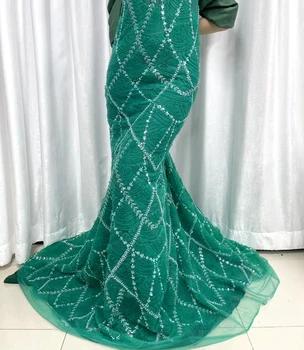 Новейшая кружевная ткань 2023 Дубай, Вышитая Африканская кружевная ткань, сетка, пряжа с блестками, кружево для свадебной вечеринки у портного jy185