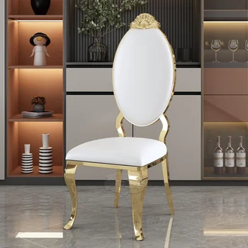 Роскошный обеденный стул из нержавеющей стали для банкетного зала отеля, домашний обеденный стул, маленький обеденный стул из золотой клубной ткани