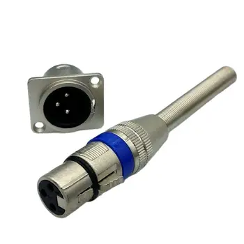 Синий 3-контактный разъем XLR с пружинной защитой, разъем для микрофона, адаптер с разъемом 3-контактный разъем XLR для микрофона