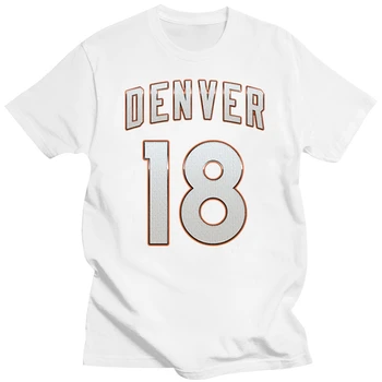 Забавная повседневная дышащая футболка Denver 18 White с номером, обычная одежда, футболка с юмором, хип-хоп из 100% хлопка