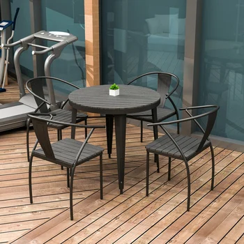 Стол и стулья для патио в скандинавском стиле; Современный простой журнальный столик для отдыха на балконе виллы; Обеденный стол; Садовая мебель Z
