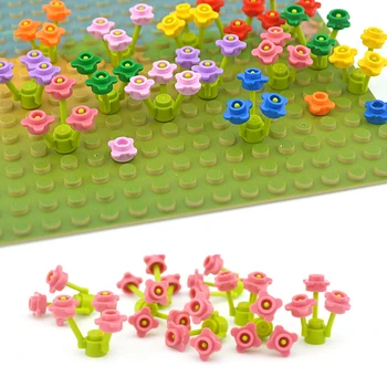 Сделай сам Кирпичи 40 комплектов цветов Строительные блоки Растение Цветочек Трава Обучающая игрушка-конструктор для детей Совместима со всеми брендами