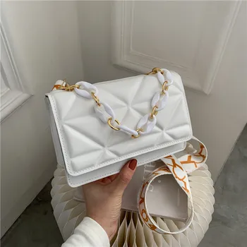 Женская сумка Новая модная сумка-мессенджер на цепочке через плечо с широким ремешком из тисненой кожи, маленькая квадратная сумка, Роскошные сумки, кошелек