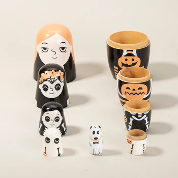 Русская матрешка для Хэллоуина, деревянная кукла ручной работы для девочек, женские матрешки, украшения, произведения искусства