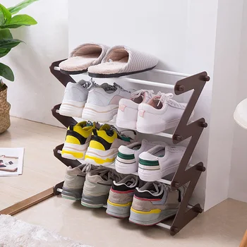 Многослойный органайзер для обуви, собранная складная подставка для обуви Z-типа, Простое хранение книг на полке для обуви, экономия места в общежитии