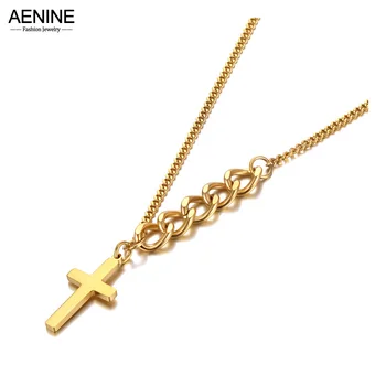 AENINE, Неоготические ожерелья с крестом из титана и нержавеющей стали, ювелирные изделия, Богемная цепочка, ожерелье для женщин AN21144
