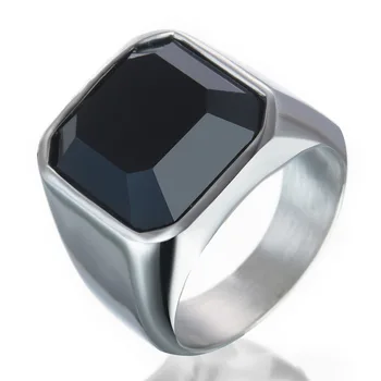 Европейское и американское простое креативное кольцо из нержавеющей стали, мужское кольцо цвета черной агатовой стали со светлым лицом