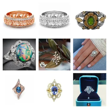 Модное женское кольцо Винтажное кольцо с цирконом Женские аксессуары Ювелирные изделия Обручальное женское кольцо со стразами