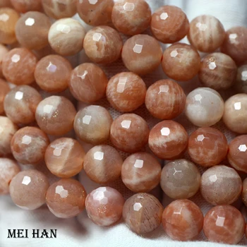 Meihan (2 нити/комплект) оптовая продажа натурального Солнечного камня 8 мм, граненые круглые бусины, камень для изготовления ювелирных изделий, дизайн своими руками