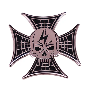 Брошь с перекрестным черепом Значок с логотипом Lightning Skull