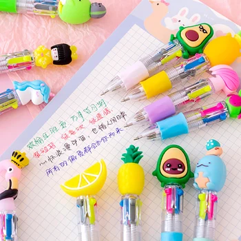 1шт Милая Мультяшная головка Cute Thing Четырехцветная мини-шариковая ручка 0,5 мм Школьные канцелярские принадлежности Подарочные канцелярские принадлежности