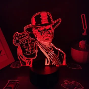 Red Dead Redemptions 2 Игровая фигурка Артура Моргана Лампа Led RGB Night Light Классный подарок другу Игровой стол Красочное Украшение