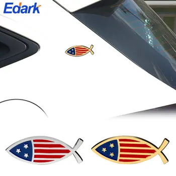 1 ШТ.. 3D металлическая рыба, флаг США, наклейка с эмблемой автомобиля, хромированная наклейка на значок автомобиля, наклейка на бампер для автомобиля, внедорожника, грузовика, мотоцикла, новинка