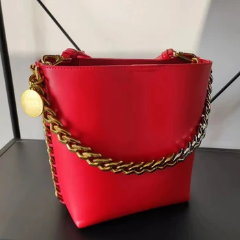 Дизайнерская кожаная сумка-мешок с плетеной цепочкой в стиле ретро, новая женская сумка, модная многофункциональная диагональная сумка через плечо большой емкости