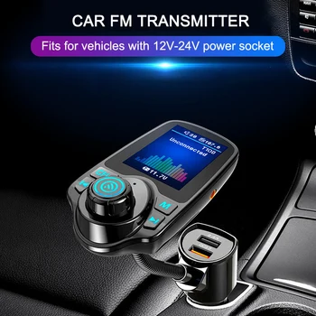 Многофункциональный автомобильный FM-передатчик 1,8 дюйма MP3-плеер Quick Charge 3.0 с двойной зарядкой через USB Цветной TFT-дисплей с 5 режимами эквалайзера