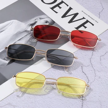 Ретро Маленькие овальные женские солнцезащитные очки с разноцветными линзами, винтажные прямоугольные солнцезащитные очки фирменного дизайна, классические очки ярких цветов.