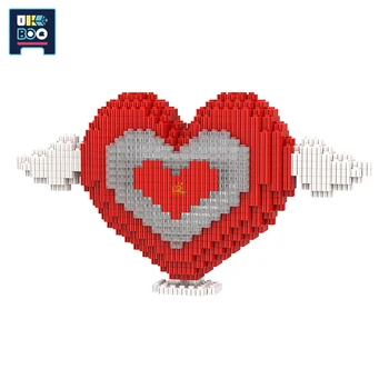 1880ШТ Креативных красных строительных блоков в форме сердца, собранных в МИНИ-3D мультяшном цвете со светлыми кирпичиками, детские игрушки, подарок друзьям