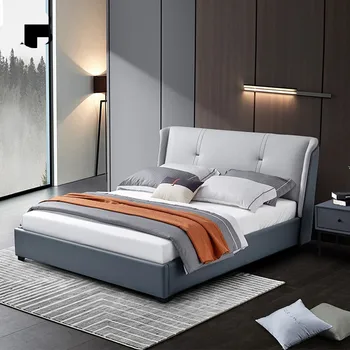 Тканевая кровать с технологией бесплатной стирки, итальянская минималистичная двуспальная кровать 1,5 м 1,8 м, 2022 новая кровать с тканевой обивкой для спальни