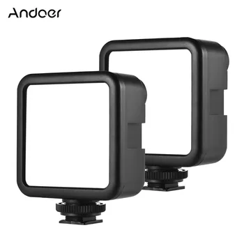 Andoer W49S Mini LED Video Light 5600K С Регулируемой Яркостью 5 Вт С 3 Креплениями для холодного Башмака Комплект из 2 предметов Для фотосъемки и Видеосъемки
